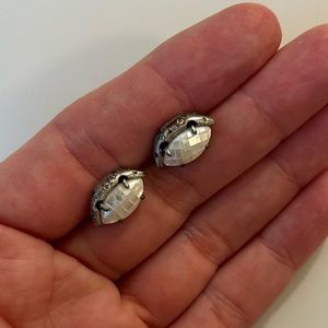 Kendra Scott Antique Silver Pearl Studs